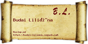 Budai Liliána névjegykártya